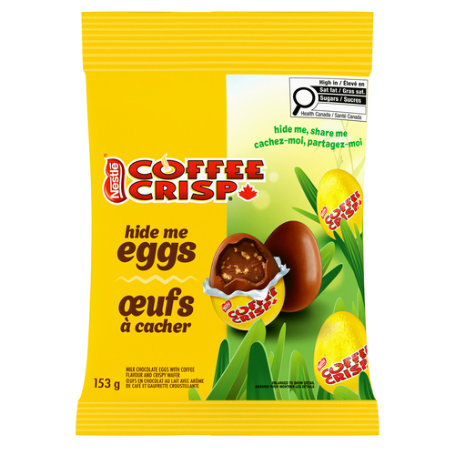 Coffee crisp ufs à cacher en chocolat au lait mini. pour pâques et les chasses au trésor
