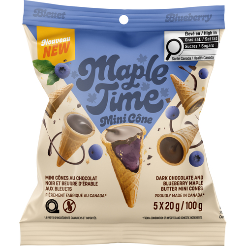 Maple Time Energy Snack Cornets chocolat noir et beurre d'érable bleuet 100 g