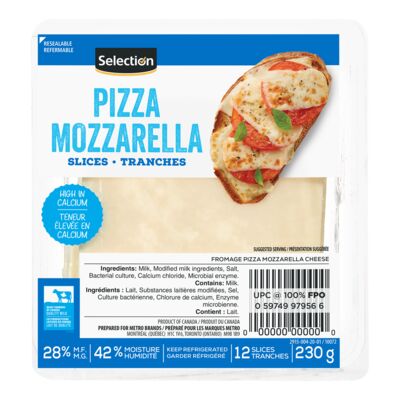 Tranches de fromage mozzarella