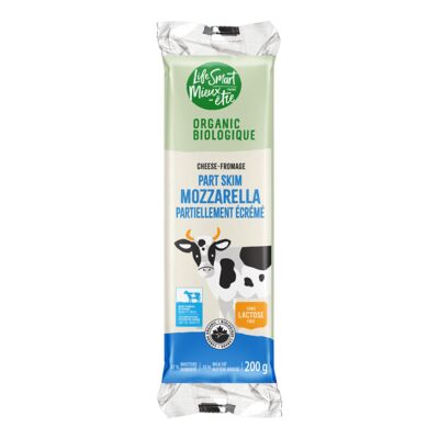Fromage mozzarella en bloc partiellement écrémé sans lactose biologique