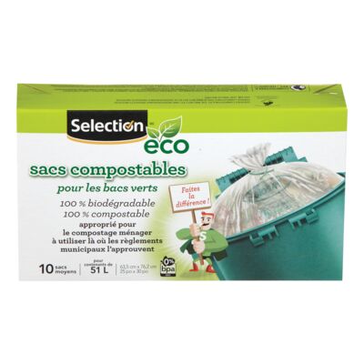Sacs compostables pour bacs verts, taille moyenne