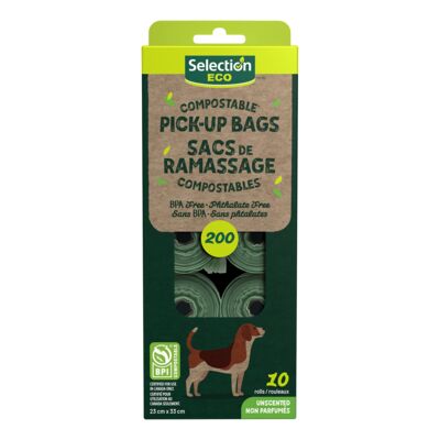 Sacs de ramassage compostables non parfumés, Format économique