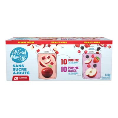 Collation de fruit sans sucre ajouté à saveur de pomme et baies