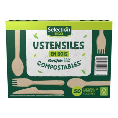 Ustensiles compostables en bois