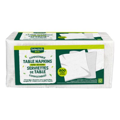 Serviette de table une épaisseur en papier compostable