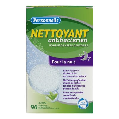 Nettoyant antibactérien pour prothèses dentaires pour la nuit