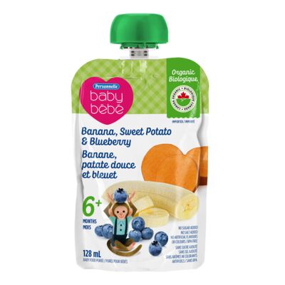 Purée de patates douces, bleuets et bananes biologique