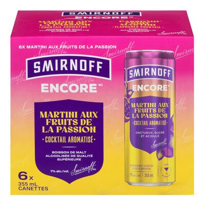 Boisson de malt alcoolisée à saveur de martini aux fruits de la passion