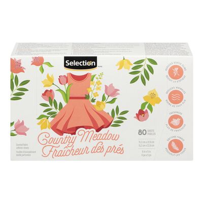 Feuilles d'assouplisseur de tissus au parfum des prés