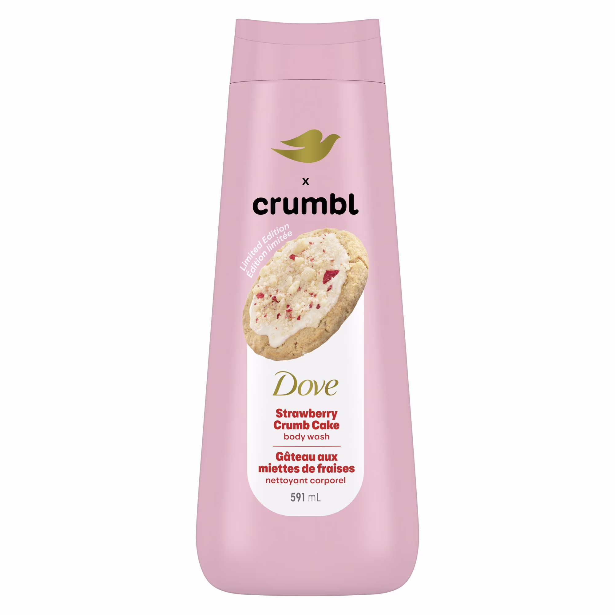 Nettoyant corporel hydratant dove crumbl. gâteau aux miettes de fraises.   édition limitée