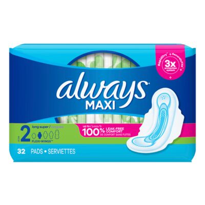 Longues serviettes hygiéniques avec ailes