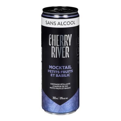 Limonade pétillante à saveur de gin, petits fruits et basilic sans alcool