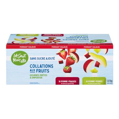 Collations aux fruits en gourde à la pomme-fraise et pomme-poire sans sucre ajouté
