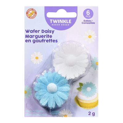 Gaufre en forme de marguerite bleu pour décoration de gâteau