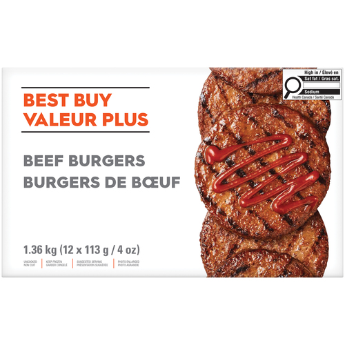 Valeur plus Burgers de bœuf 1.36 kg
