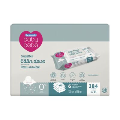 Lingettes humides pour bébés peau sensible