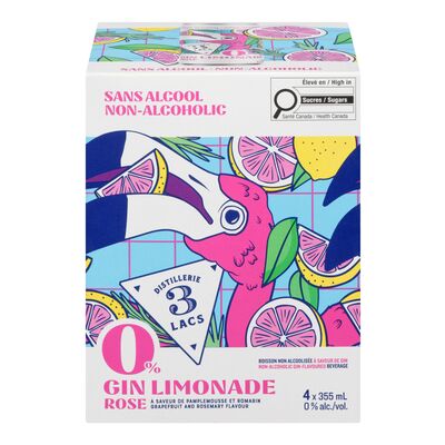 Boisson à saveur de gin limonade rose sans alcool