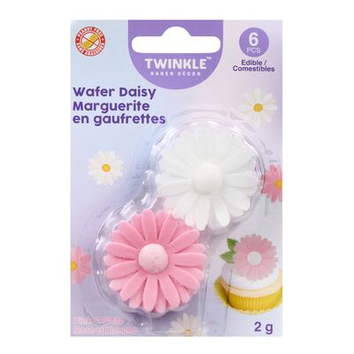 Décoration pour gâteau en forme de marguerite gaufrée rose