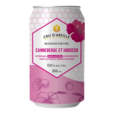 Hydromel sans alcool effervescent au canneberge et hibiscus