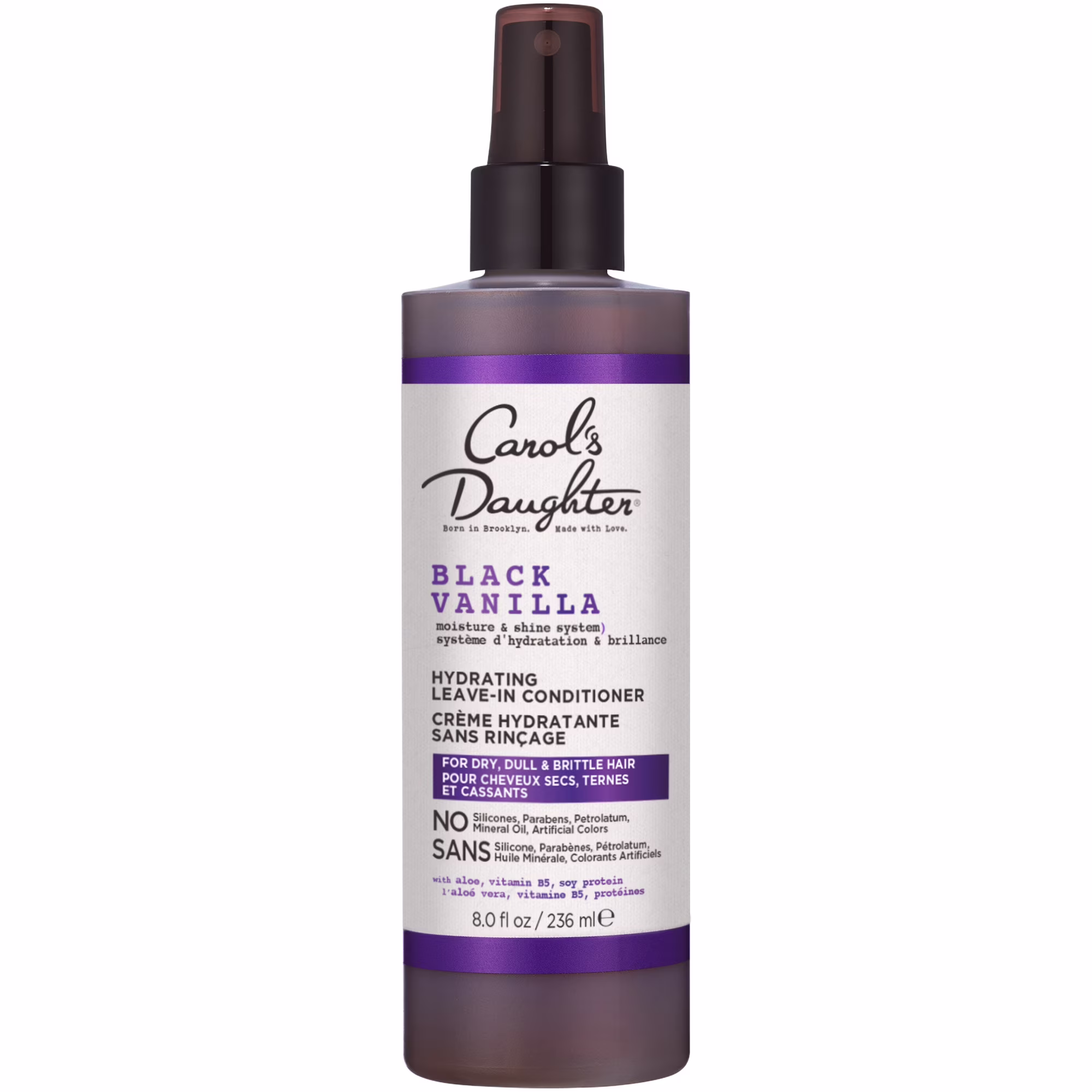 Carol's daughter black vanilla crème sans rinçage hydratant et démêlant avec vitamine b5 et aloe. 8fl oz