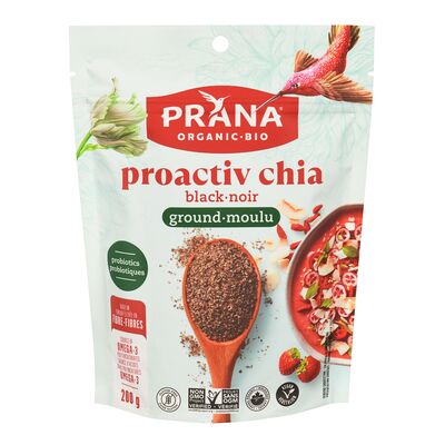 Graines de chia noir moulu avec probiotiques biologiques sans gluten