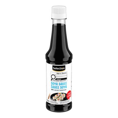 Sauce soya réduite en sel