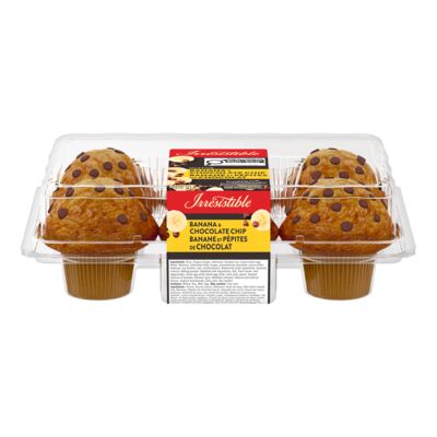 Muffins aux  bananes et pépites de chocolat