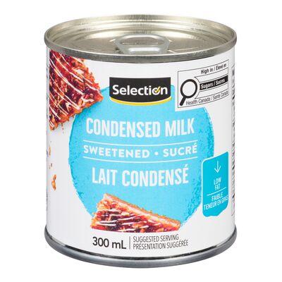 Lait condensé sucré faible teneur en gras