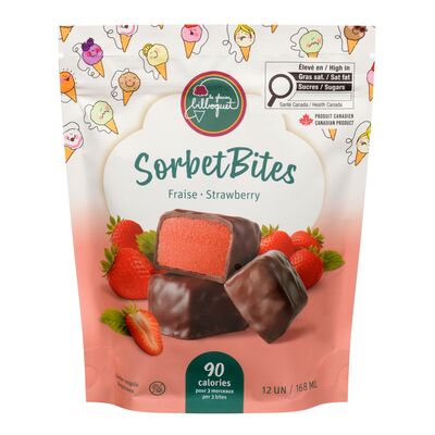 Sorbet de fraises enrobées de chocolat noir