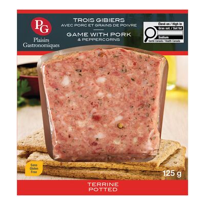 Terrine aux trois gibiers avec Porc et grains de poivre