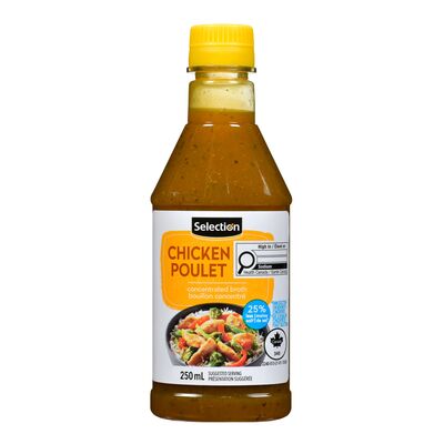 Bouillon de poulet concentré réduit en sel