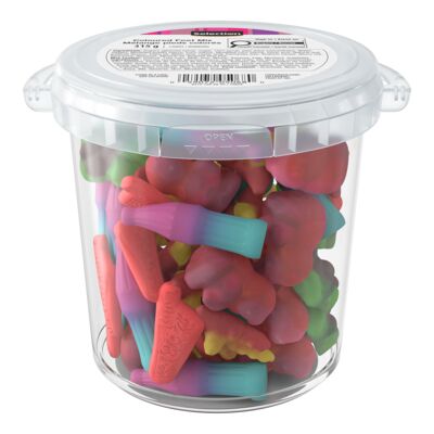 Mélange de bonbons en forme de pieds colorés