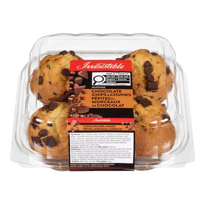 Muffins aux pépites et morceaux de chocolat