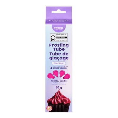 Tube de glaçage rose pour décoration de gâteau