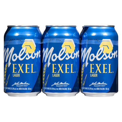 Molson Exel Bière 0.5% d'alcool lager 6 x 355 ml (canettes)