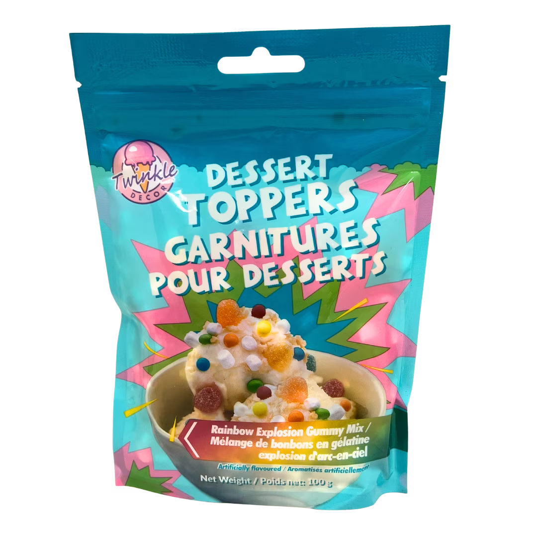 Twinkle garnitures pour desserts- melange de bonbons en gelatine explosion d'arc-en-ciel - melange de bonbons en gelatine explosion d'arc-en-ciel -