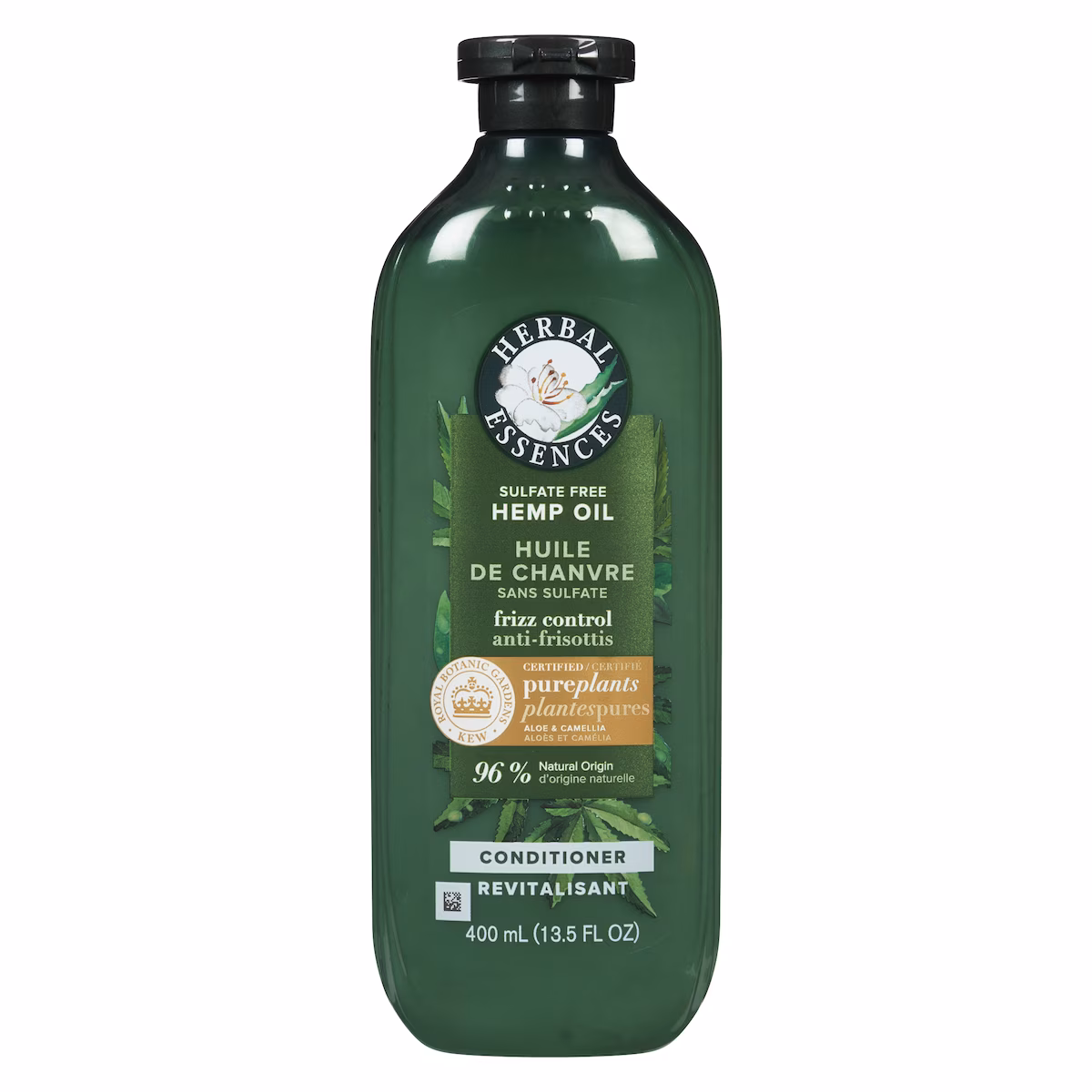 Revitalisant sans sulfate à lhuile de chanvre, anti-frisottis, avec huile de camélia et aloès certifiés, pour tous les types de cheveux, particulièrement les cheveux frisottés