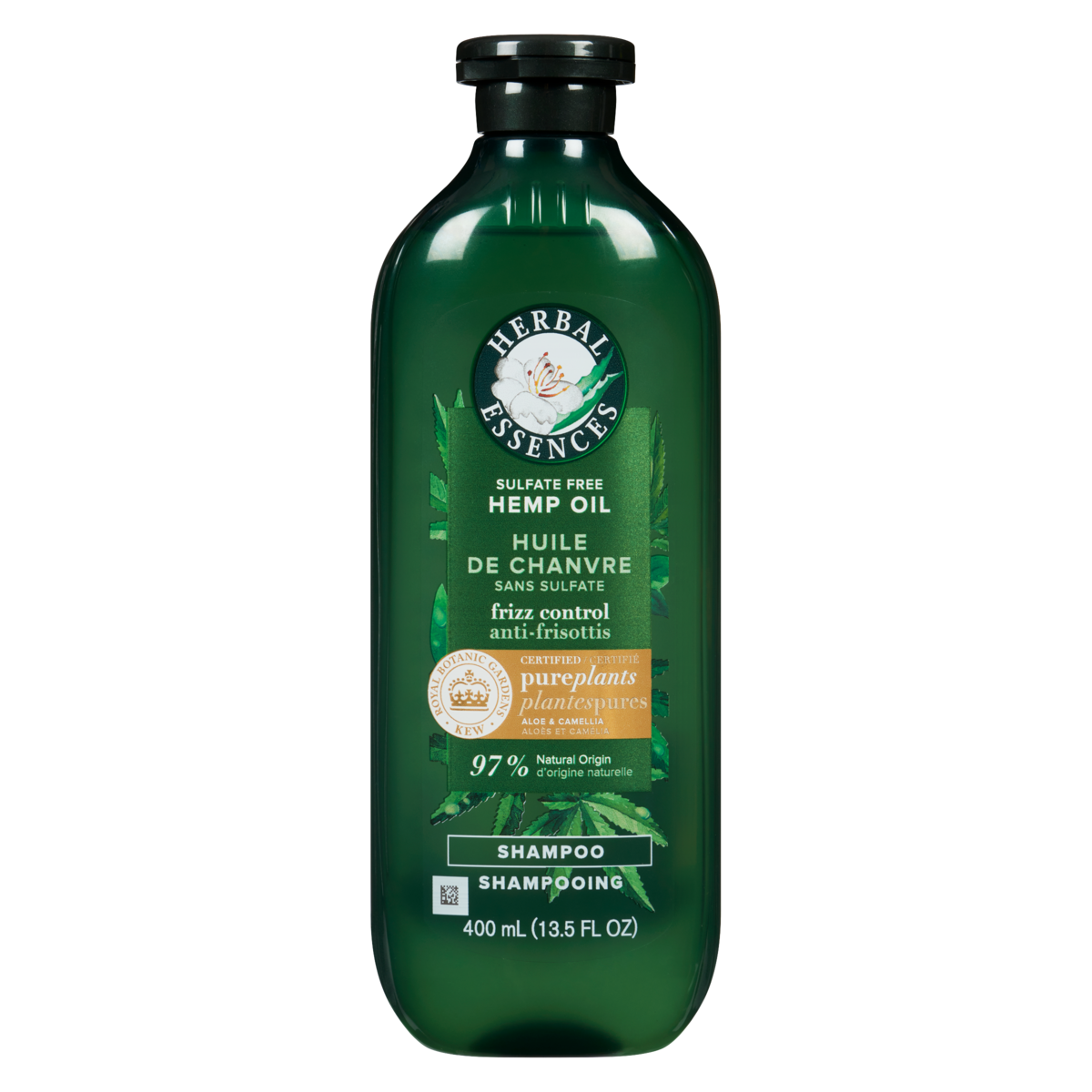 Shampooing sans sulfate à lhuile de chanvre, anti-frisottis, avec huile de camélia et aloès certifiés, pour tous les types de cheveux, particulièrement les cheveux frisottés, 400 mL