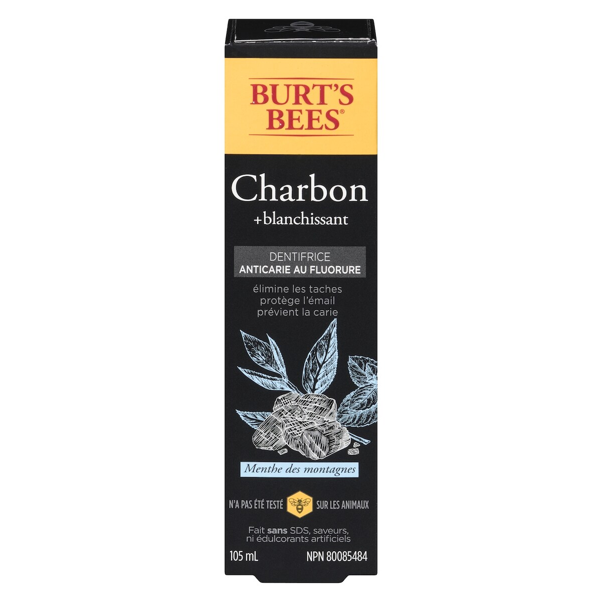 Dentifrice au fluorure au charbon, saveur Menthe poivrée