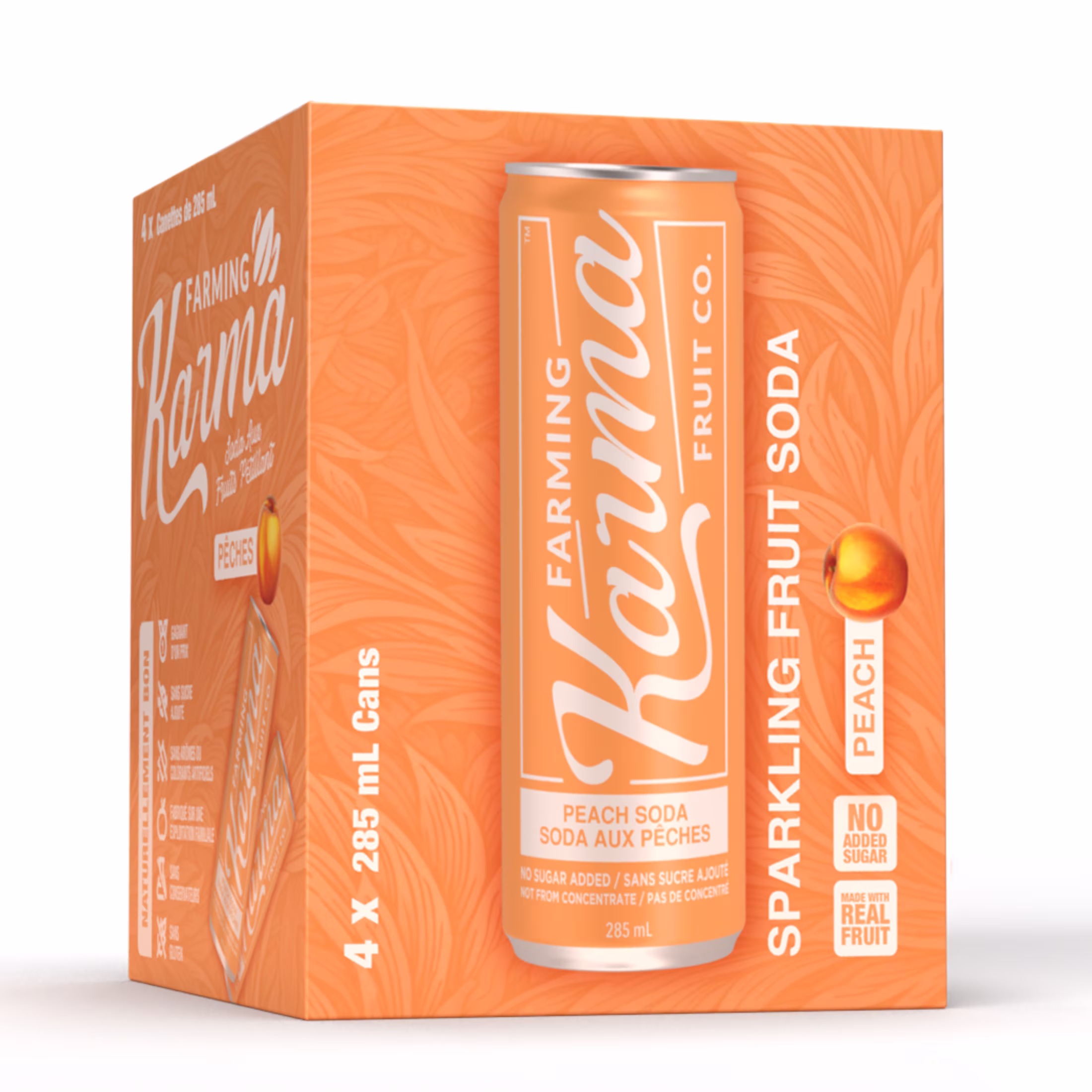Farming karma fruit soda aux pêche 4x - ingrédients entièrement naturels