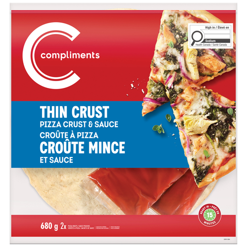Compliments Croûte à pizza mince avec sauce 680 g