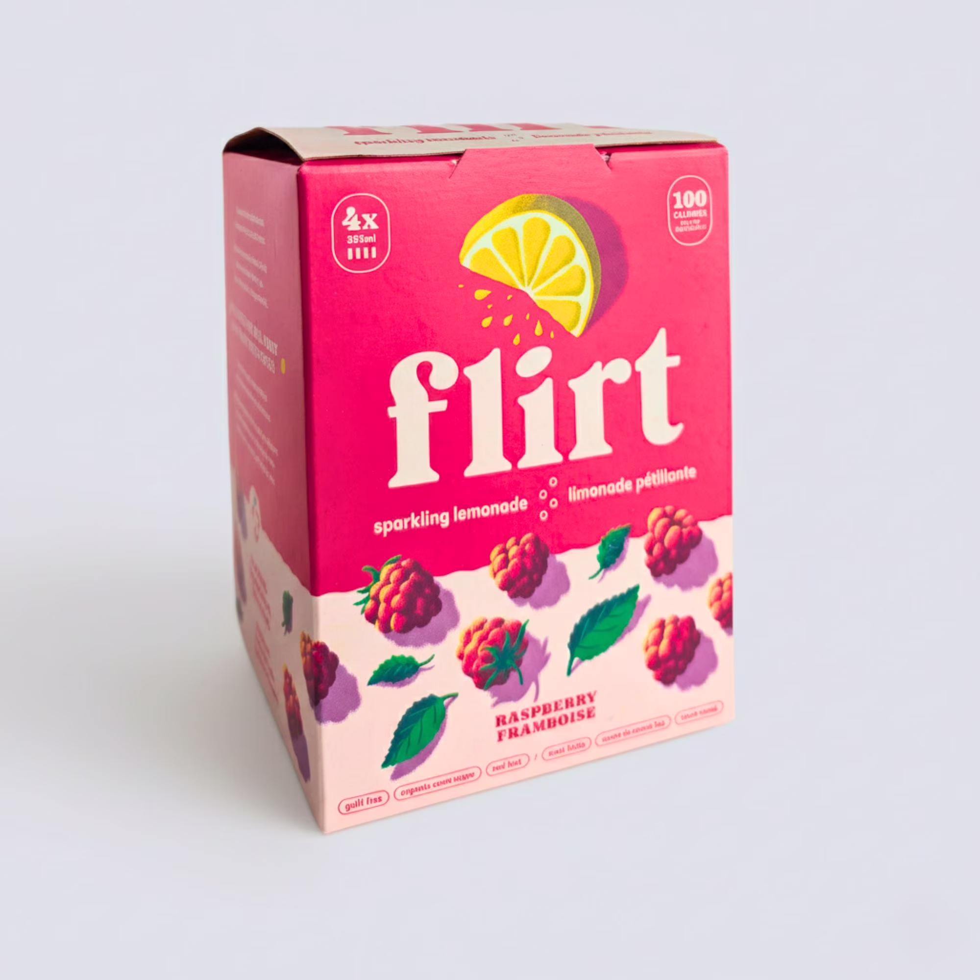 Boisson pétillante à saveur de limonade et framboise