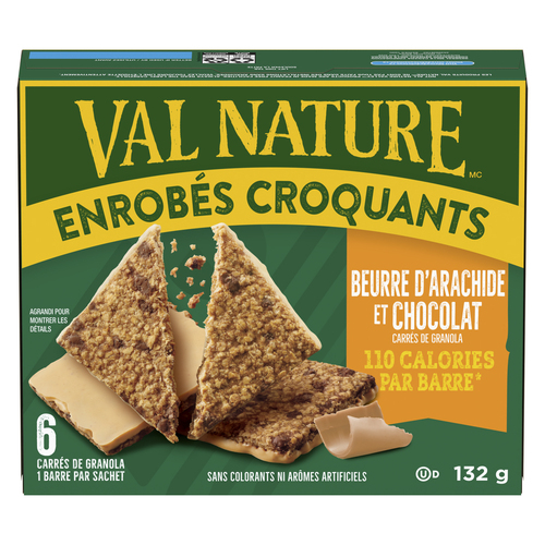 Val Nature Barres granola croquantes beurre d'arachide et chocolat 132 g