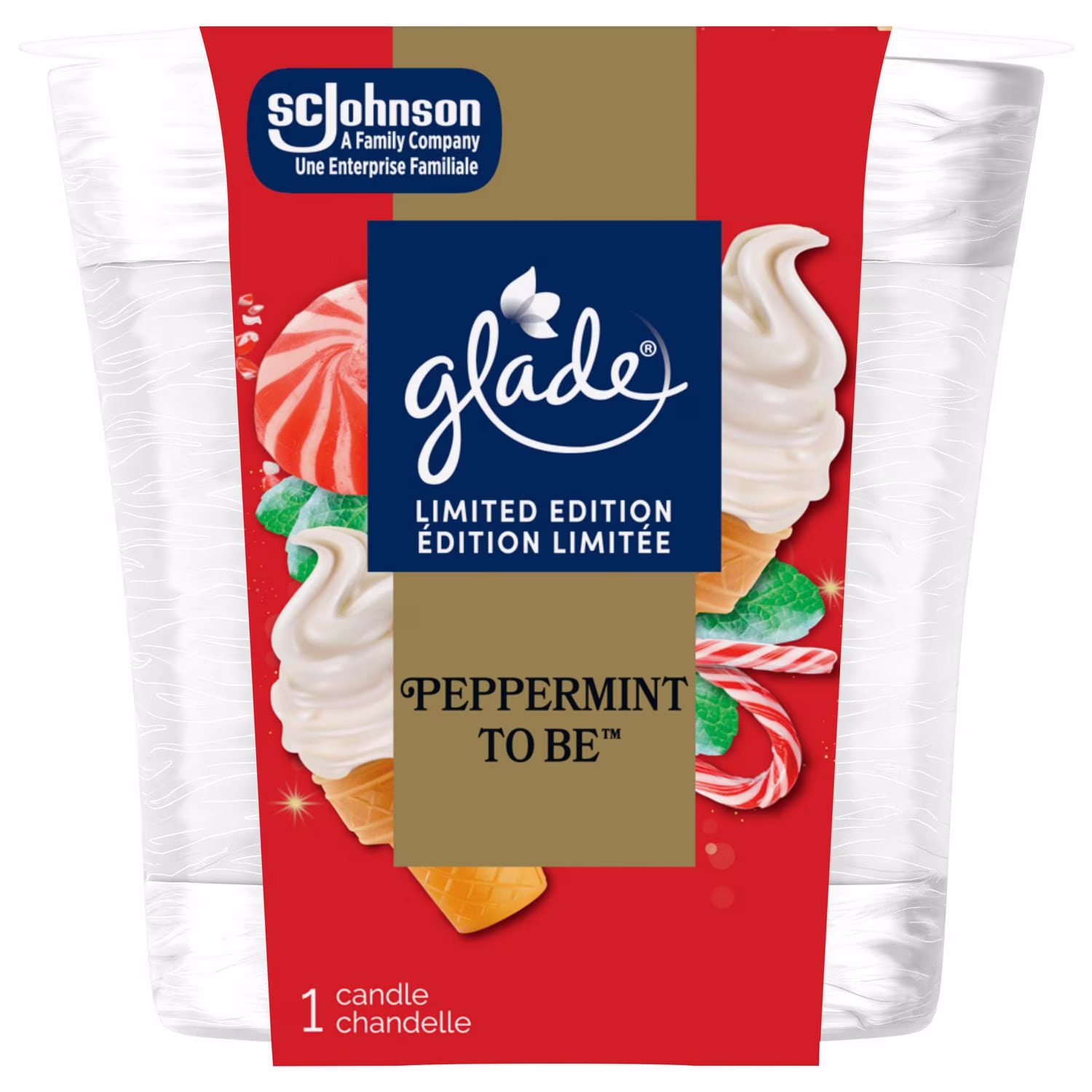 Glade chandelle parfumée. peppermint to be chandelle à une mèche