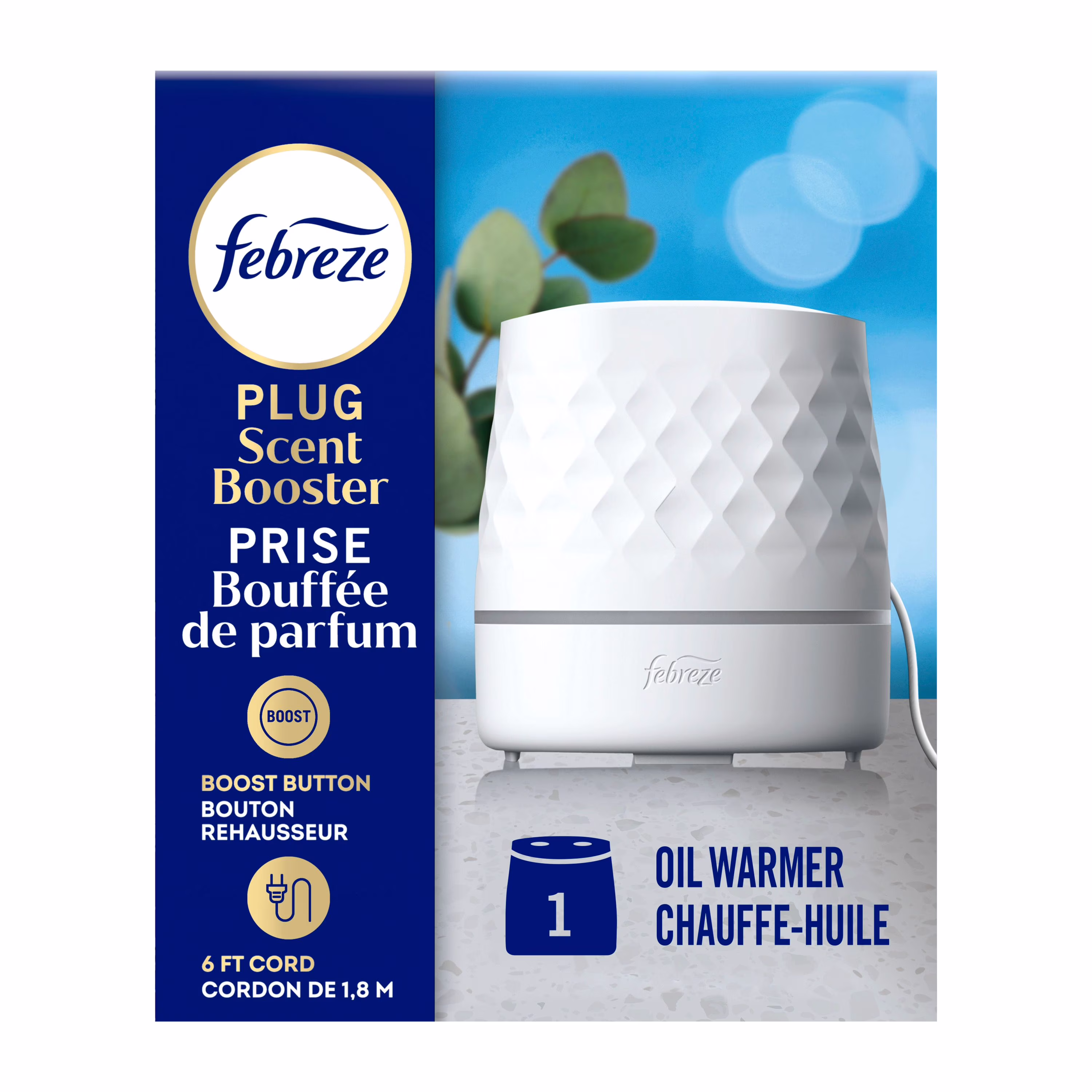 Diffuseur dhuile rehausseur de parfum continu febreze prise. blanc. compatible avec les recharges dassainisseur dair à brancher febreze