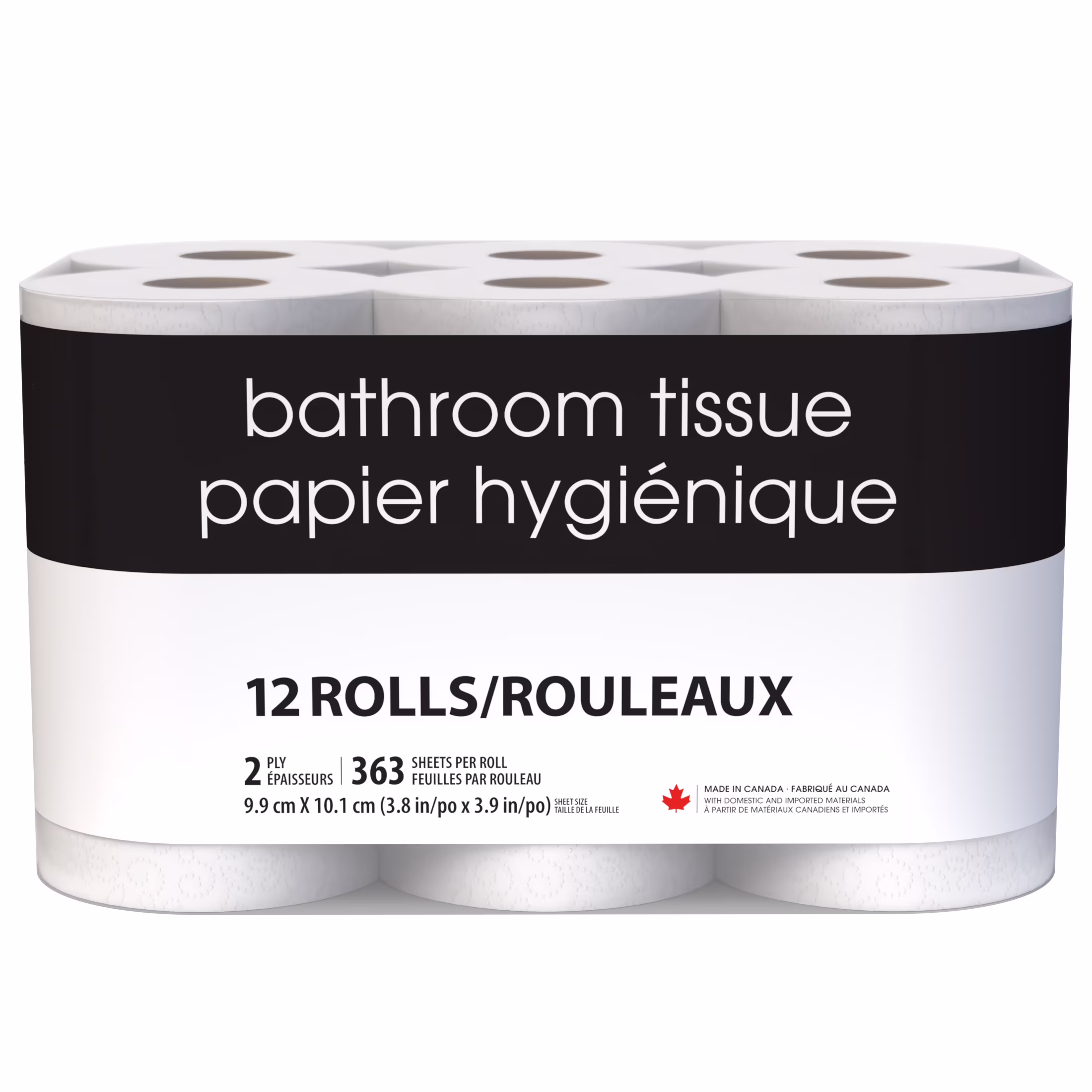 Papier hygiénique noir & blanc. 12 rouleaux triples. 363 feuilles 12 rouleaux de papier hygiénique triple. 363 feuilles