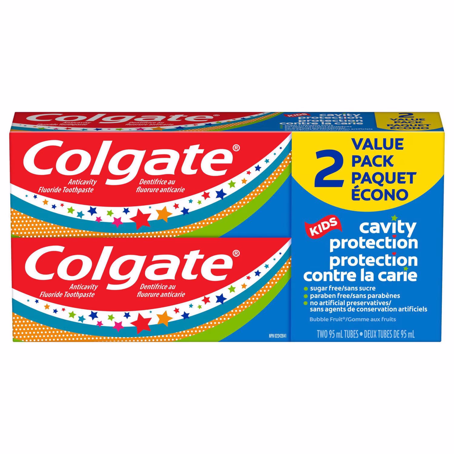 Colgate dentifrice pour enfants protection contre la carie. gomme aux fruits. paquet écono 2x