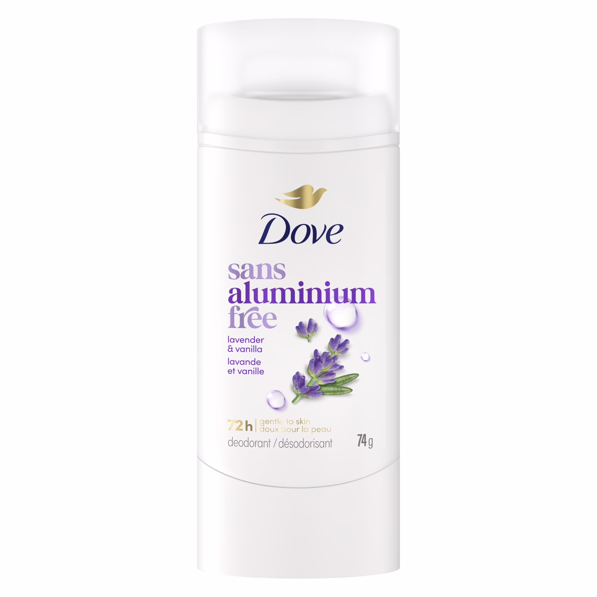 Désodorisant en vaporisateur dove lavande + vanille sans aluminum.