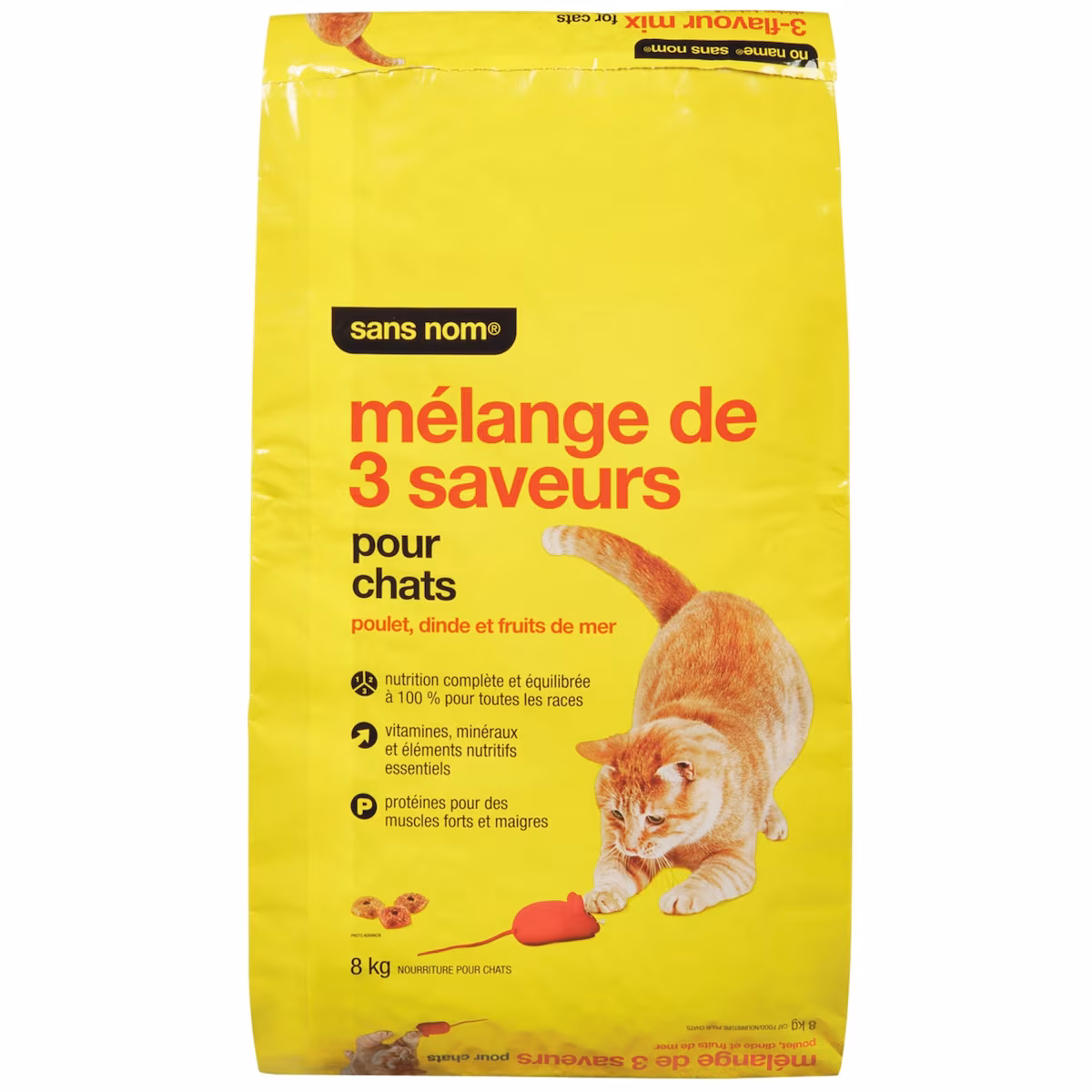 Nourriture sèche pour chats, mélange de 3 saveurs, poulet, dinde et fruits de mer