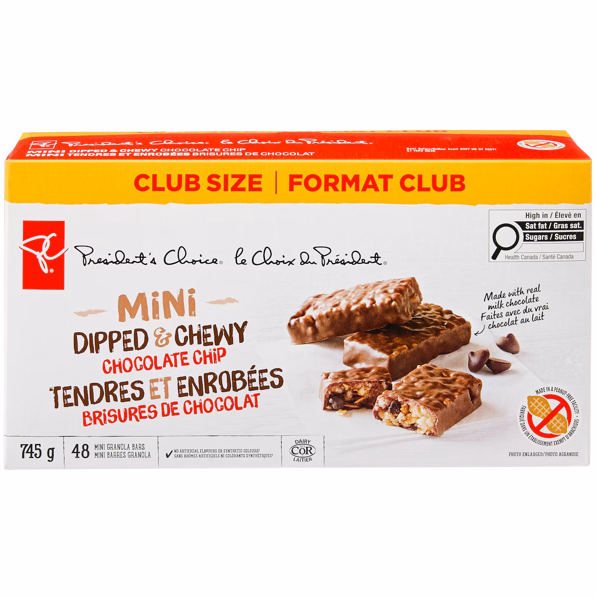 Mini barres tendres et enrobées, brisures de chocolat